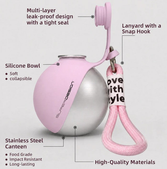 AquinaPup™ Dog Water Bottle with Bowl